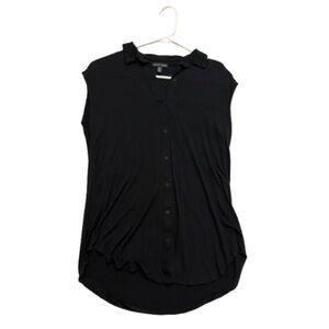 Eileen Fisher Black Sleeveless Button-Up Top